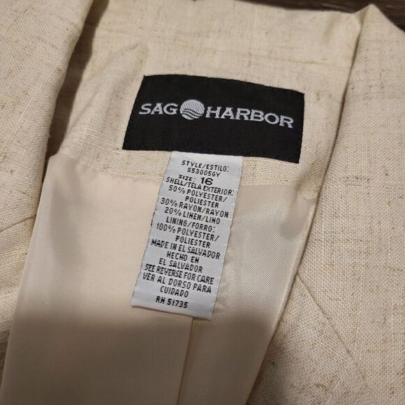 NEW NWT Sag Harbor Linen Style Women's Suit Jacket Blazer Size 16 - Picture 4 of 9